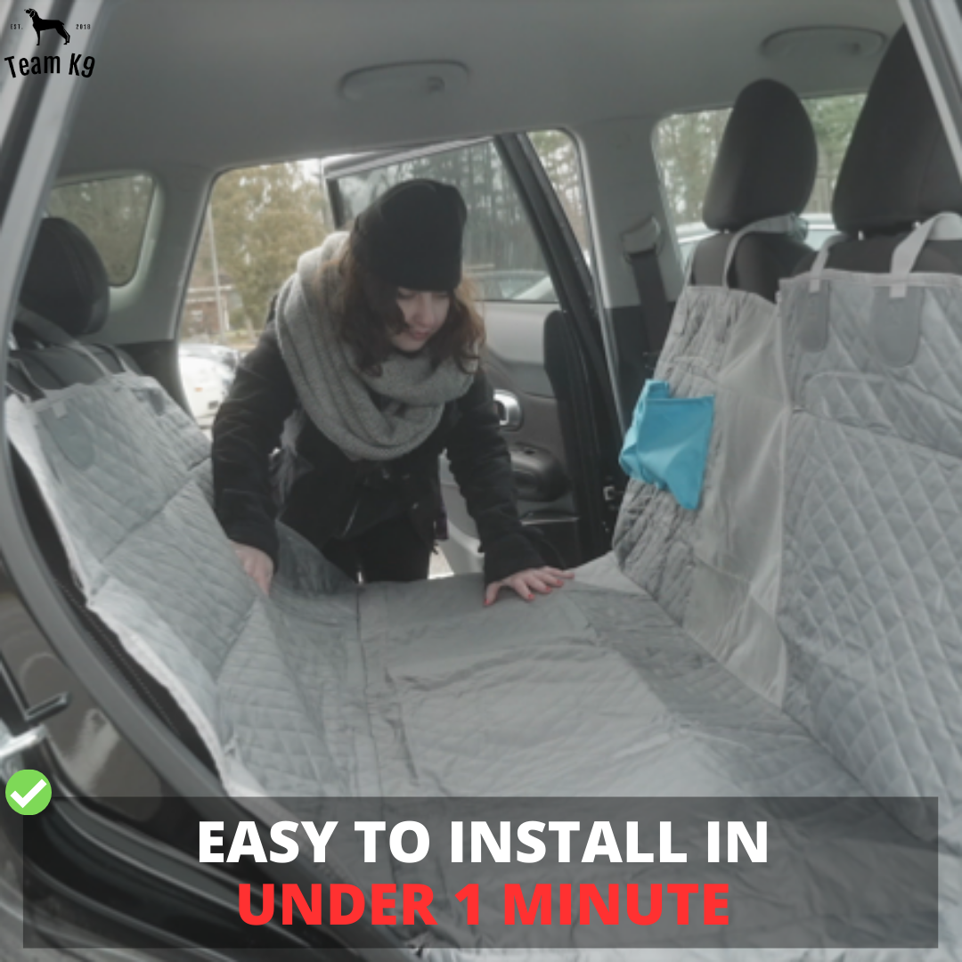 Waterproof Non-Slip Car Seat Hammock Cover With Pockets, Side Flaps, Headrest Straps, Seat-Anchors, & Mesh Window (+FREE SAFETY BELT!)