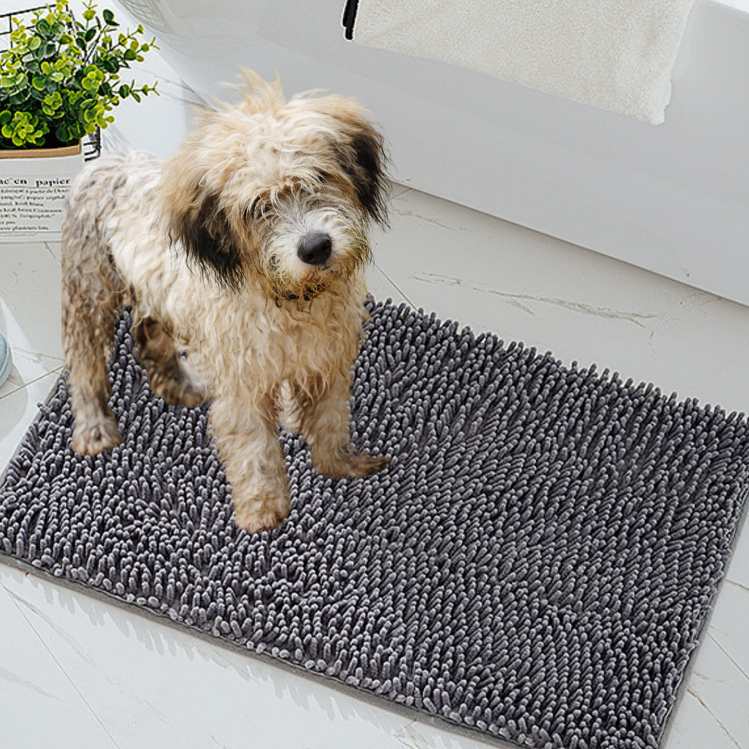 Wet Dog Paw-Drying Floor Mat With Superabsorbent Quick-Dry Microfiber & Non-Slip Backing