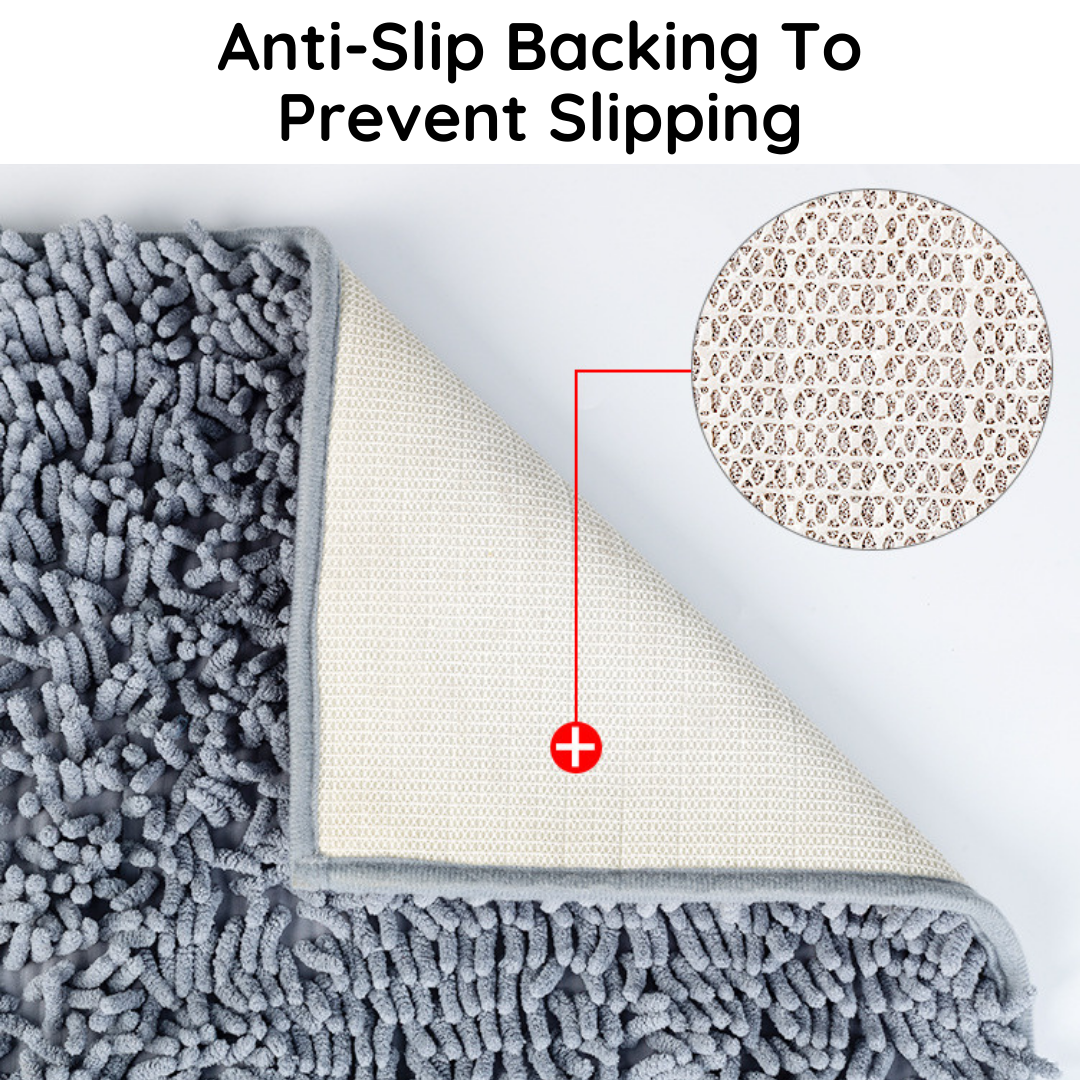 Wet Dog Paw-Drying Floor Mat With Superabsorbent Quick-Dry Microfiber & Non-Slip Backing