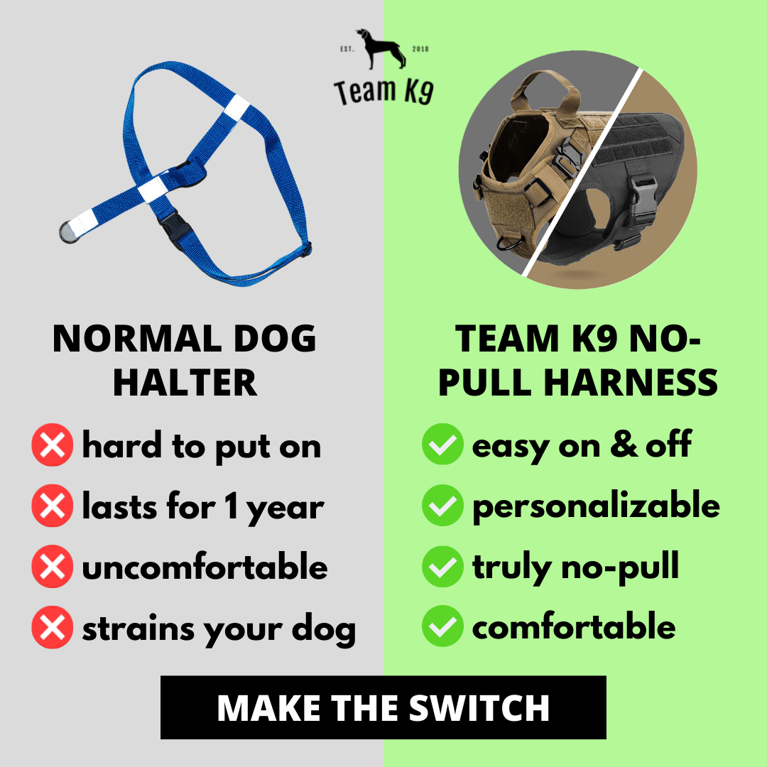 Classic Heavy-Duty Tactical No-Pull Team K9™ Dog Harness With Front & Back D-Rings, Quick-Release Metal-Buckles, Hook & Loop Panels, & Top Handle