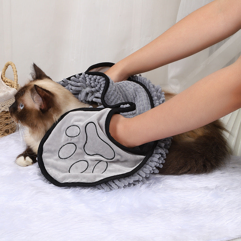 Wet Dog Wrap Towel With Hand Pockets & Superabsorbent Quick-Dry Microfiber