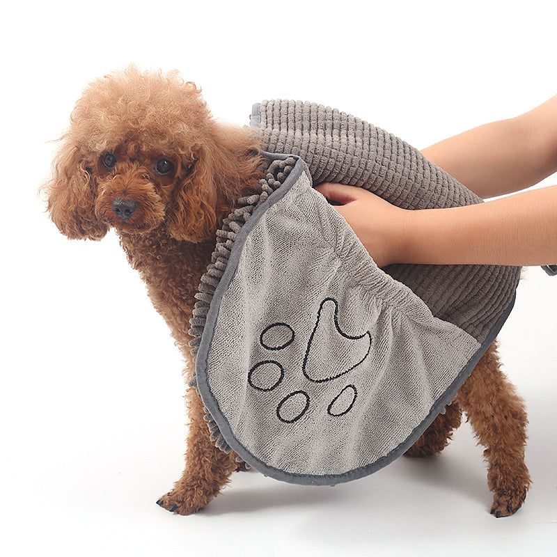 Wet Dog Wrap Towel With Hand Pockets & Superabsorbent Quick-Dry Microfiber